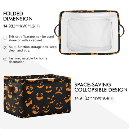 WELLDAY Halloween Basket Cute Halloween Baskets with Handles Collapsible Organizer Box Shelf Storage Baskets for Holiday Home Decor 1PC