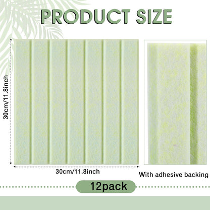 Honoson 12 Pack 48"x 36" Large Cork Board Alternative Felt Bulletin Board Wall Tiles with Safe Square Adhesive Roll Cork Tiles for Walls Home Office Classroom Back to School Pin Panels(Sage Green)