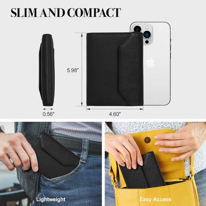 WHHMK Leather Passport Holder for Travel,Rfid Passport Holder Protect Your Card Security,Passport Book Holder for Men Women,Travel Wallet with Cards & Pen Slot,Boarding Pass,Zipper Cash Pocket(Black)
