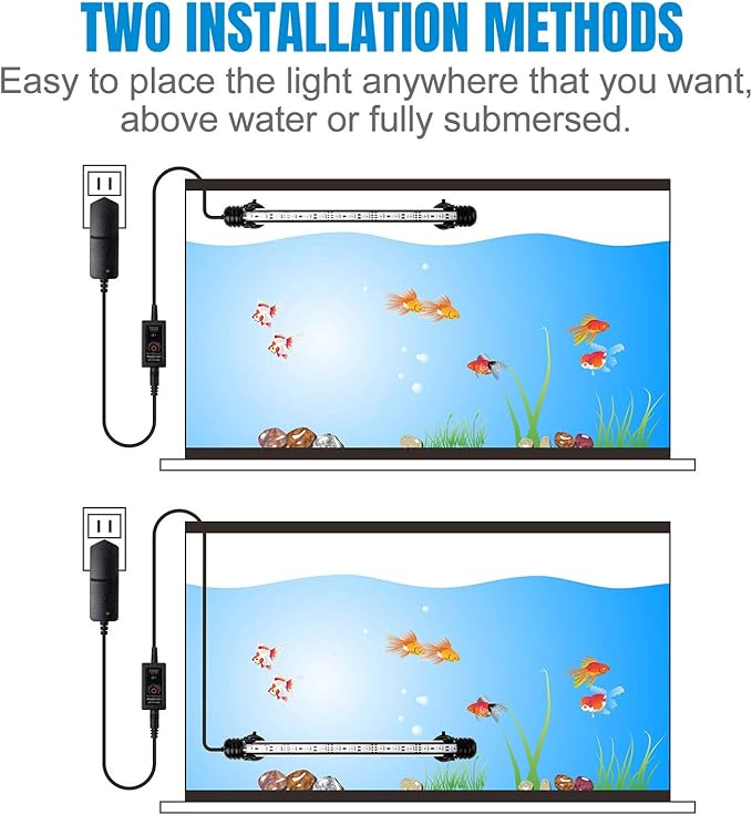 7.5" Timer Color Changing LED Fish Tank Aquarium Submersible Light with Remote/Colored Aquarium LED Tank Lights Fixture for Underwater Decorations, Plant Grow, Saltwater Freshwater Fish, KT6007