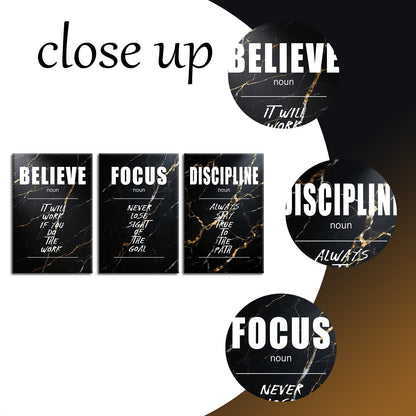 YSPCSUN Large 3 Piece Inspirational Wall Art for Office Walls Canvas Prints Black Marble Motivational Quotes Posters Framed Modern Business Executive Workspace Decor Ready to Hang, 48" x 24"