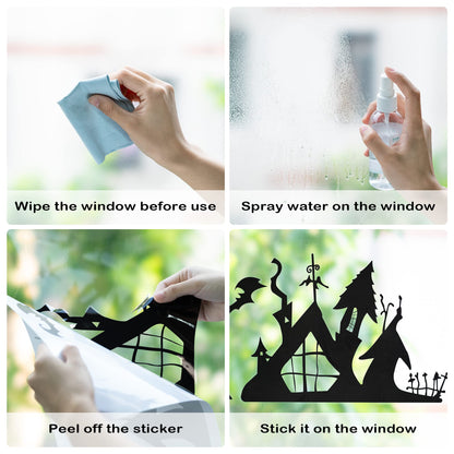 Feuid Gniea 7Pcs Jack and Sally Window Clings Sticker Pumpkin Halloween Jack and Sally Christmas Cartoon Skull Electrostatic Stickers for Christmas Party Decoration Window Glass Mirror Decor Decals