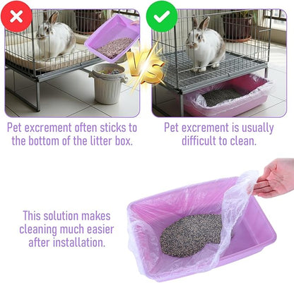 50 Pcs Disposable Cage Liners, Rabbit Litter Box Liners Small Animal Leak Proof Toilet Film Guinea Pig Cage Toilet Liner Plastic Litter Box Liner for Rabbits, Guinea Pigs, Chinchillas, Hedgehogs, Bird