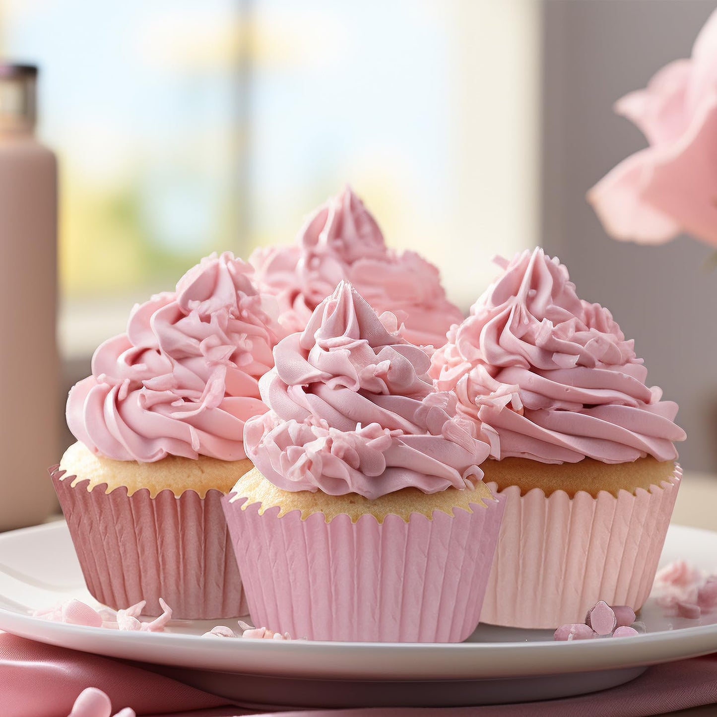 Whaline 600Pcs Dusty Pink Cupcake Liners Gradient Pink Color Baking Cups Holders Rose Cupcake Wrappers Muffin Liners for Bridal Baby Shower Wedding Birthday Party Supplies