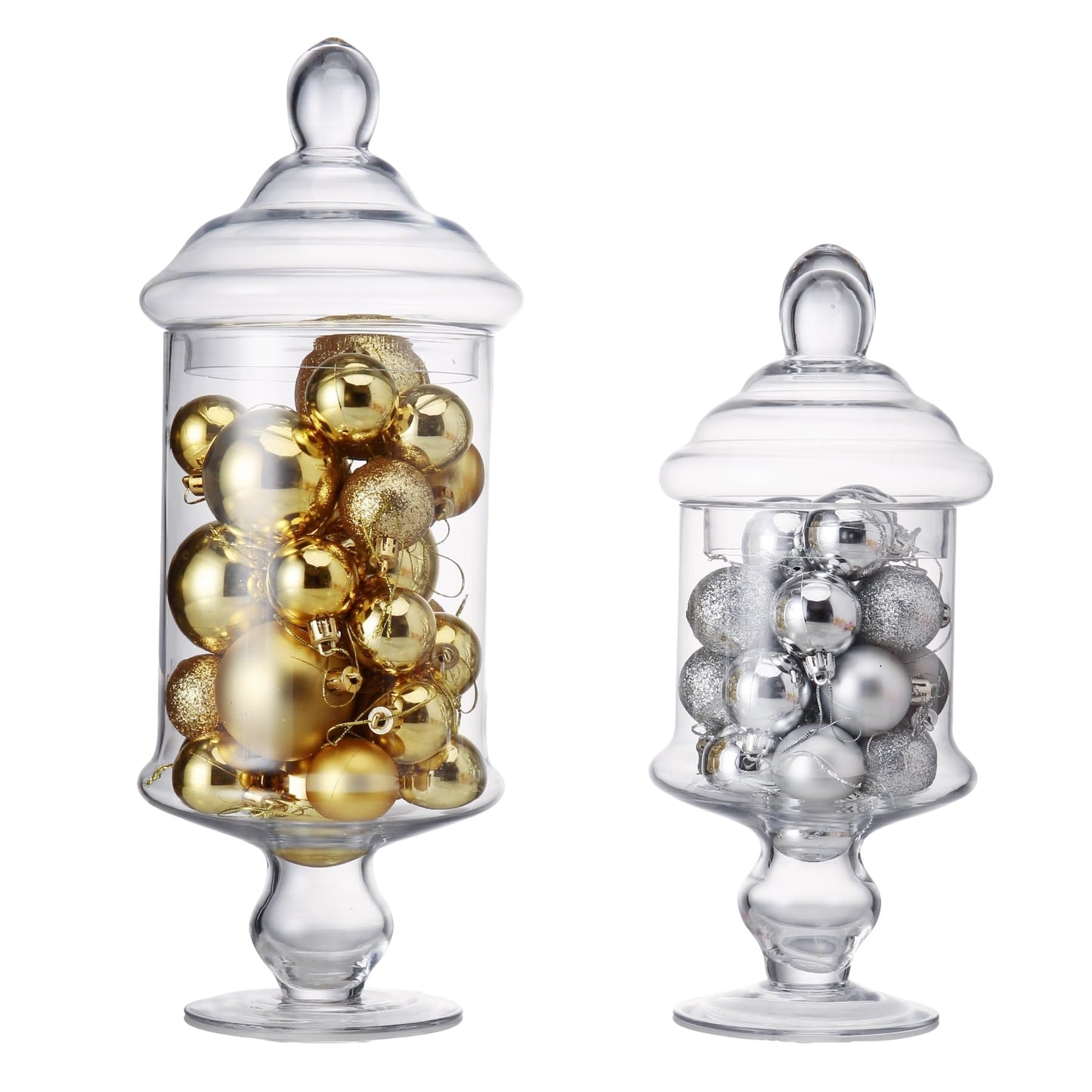 Stella Baic Clear Glass Apothecary Jar, Glass Candy Jar with Lid, Classic Footed Glass Jar, Elegant Decorative Jar (Height: 12", Diameter: 6")