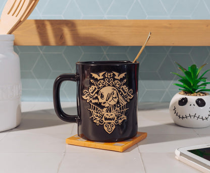Disney The Nightmare Before Christmas Jack And Sally Wax-Resist Ceramic Pottery Mug | Large Coffee Cup For Tea, Espresso, Cocoa | Holds 25 Ounces
