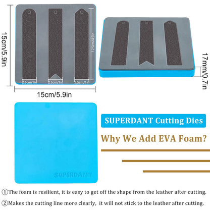 SUPERDANT 3 Shapes Leather Bookmark Cutting Dies Classic Stitched Bookmark Die Cutter Leather Page Markers Wooden Cutting Machine Gifts for Men Women Kids Bookworms Writers Back to School