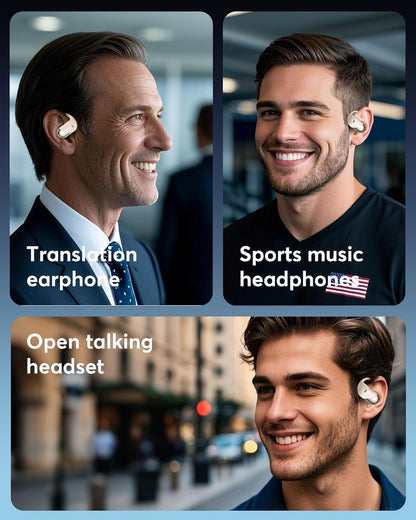 Paekole H5 AI Translation Earbuds: Real-Time 2-Way Language Translator Device (198+ Languages) for Face-to-Face & Travel, Bluetooth Headphones, Audifonos Traductores - Classic Khaqi