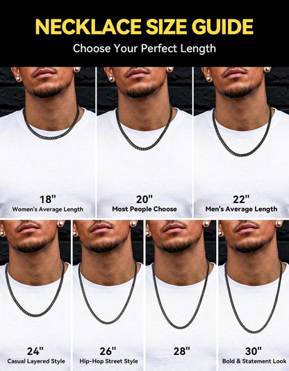 ChainsHouse Black Chain for Men Stainless Steel Cuban Link Chain Miami Necklace Hip Hop Metal Plated Women Jewelry