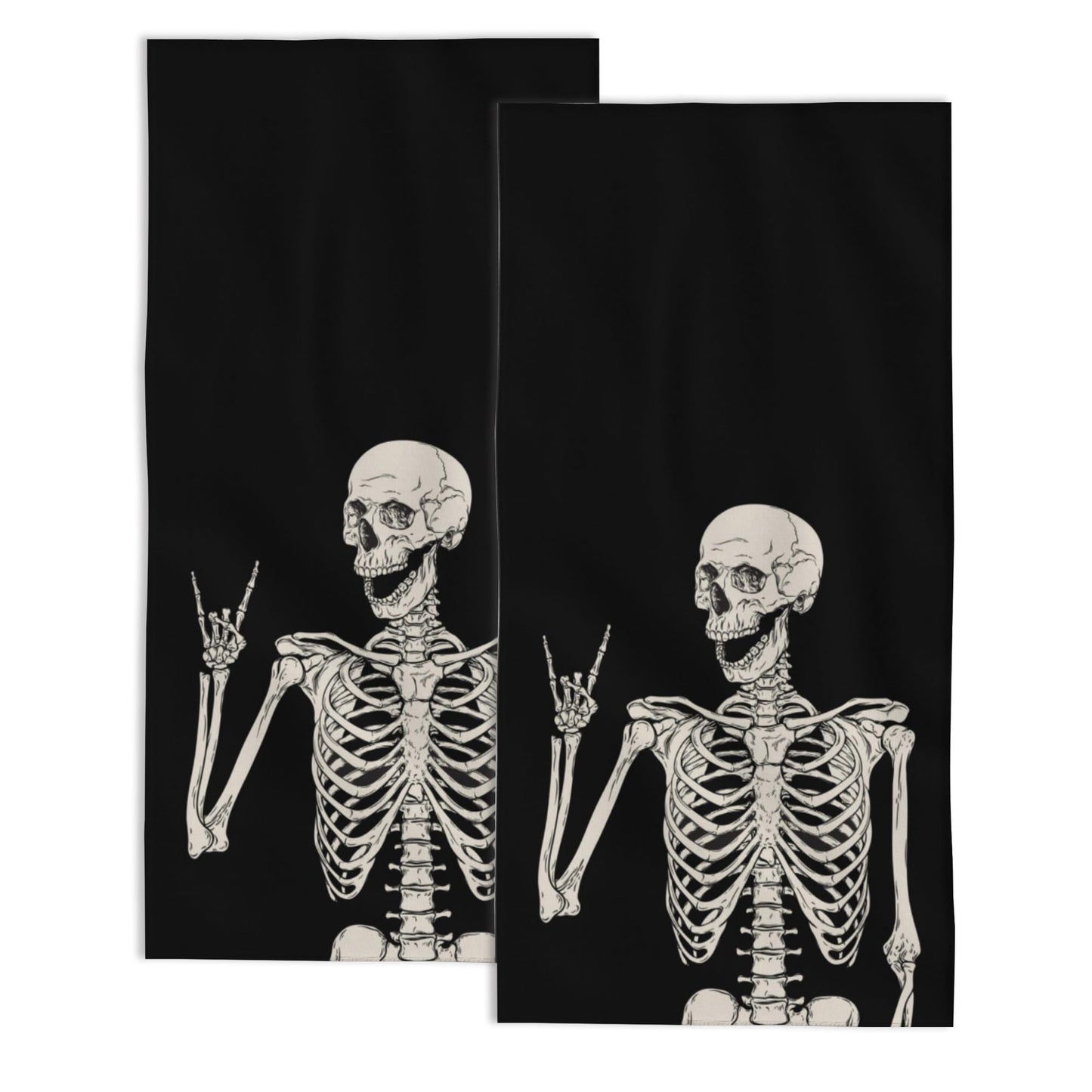 Snowmolle Hand Towels for Bathroom Set of 2,Rock and Roll Skeleton Bath Towels Art Decorative Soft Bathroom Towels for Kitchen Guest Gym Spa 14x28in