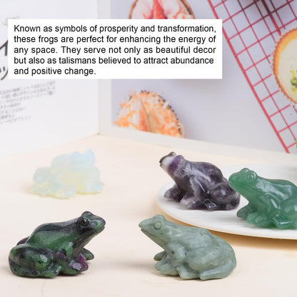 QLRSUXN 2 Inch Opal Frog Crystal Figurine，Frog Gifts Healing Crystal Decor，Frog Garden Statue Stone Energy Gemstones, in Bedroom Office Christmas Meditation Gifts Aquarium Decoration