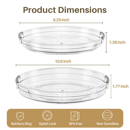 LAMU 3 Pack Lazy Susan Organizer Turntable for Cabinet, Rotating Condiment Organizer for Kitchen Pantry Organizers and Storage, Table Top, Fridge, Countertop, Spice Organization, 9.25'' 10.6'' 12''