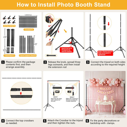 Backdrop Stand 10x7ft(WxH)- 7 Widths Photo Studio Adjustable Background Stand Support kit with Clamps,Carrying Bag for Party, Photo Booth, Banner, Events Decoration, Wedding, Photography