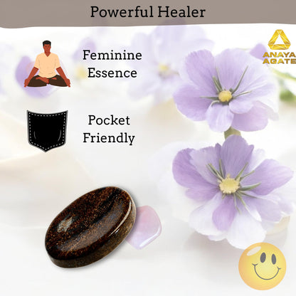 Anaya Agate Bronzite Worry Stones Certified Crystal Thumb Worry Stone for Anguish, Relaxing and Soothing Balance Stones for Meditation, Stress Relief Crystals and Healing Stones for Men Women