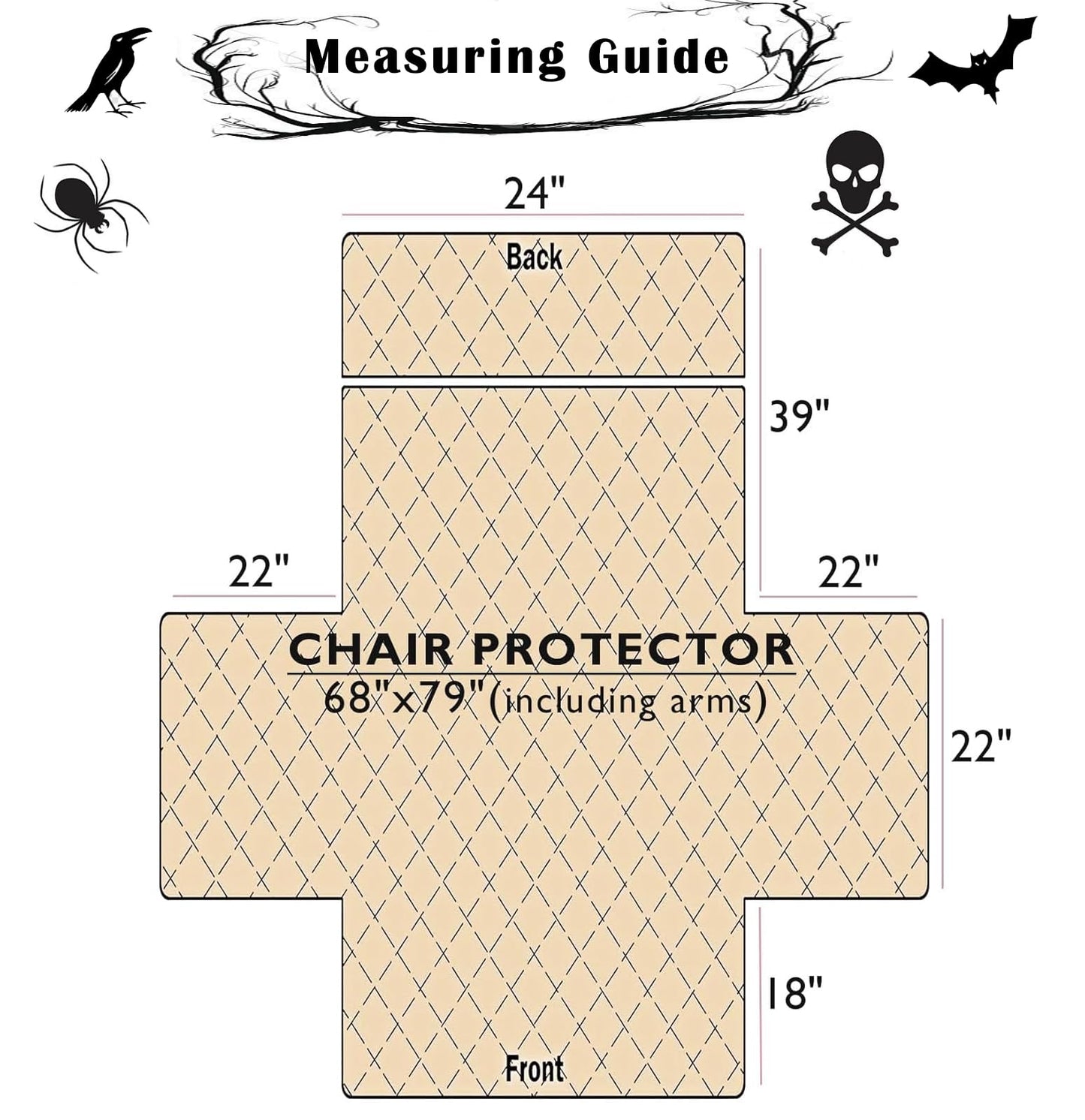 EVENHUG Halloween Sofa Cover for Festival Home Decorations Slipcover Furniture Protector Washable Couch Cover with Non Slip and Elastic Straps for Kids Pets Dogs (Recliner)