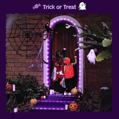 JMEXSUSS 2 Pack Purple Lights Battery Operated Halloween Lights Outdoor Waterproof, Each 33 ft 100 LED Battery Powered Rope Lights, Purple String Light with Remote for Balcony Garden Halloween Decor