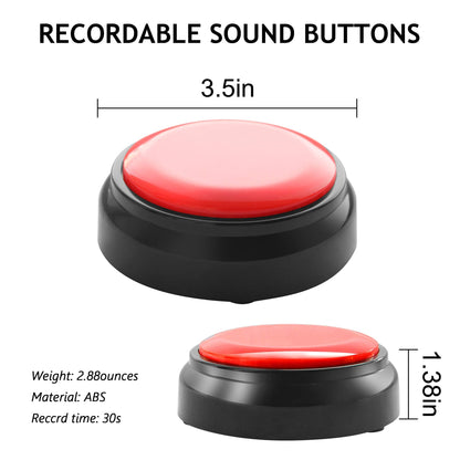 Crsfoisr Recordable Sound Button - Pet Training Voice Recorder Buttons | 30-Second Custom Prank Sound Button for Gifts, Parties & Dog Commands Talking Answer Buzzers Funny Buttons (Battery Included)