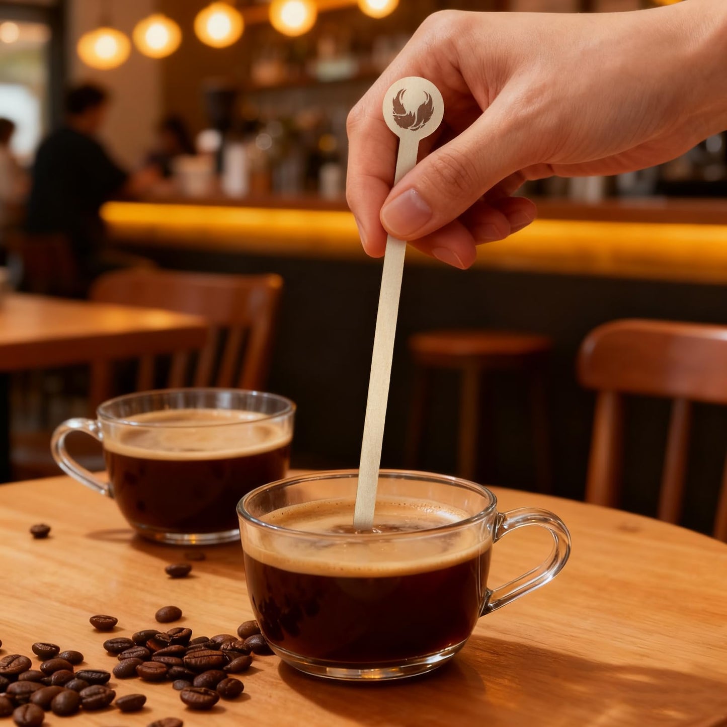 100Pcs Coffee Stirrers- 7.1 Inch Coffee Stir Sticks, Natural Wooden Coffee Stirrers With Round Ends, Disposable Biodegradable Cafe Grade Wood Beverage Mixer for Coffee Cocktails Milk Tea