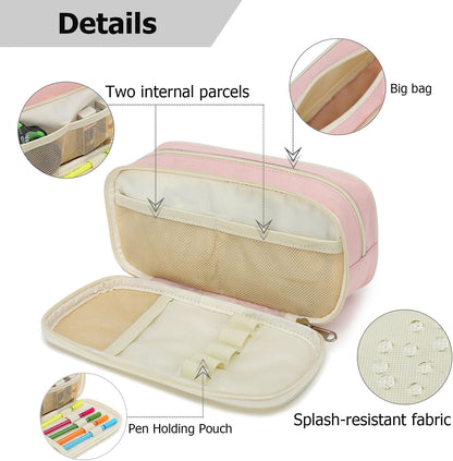 Large Capacity Pencil Case Multi-Slot Pencil Pouch Durable Pencil Box Portable Office Pen Bag with Zipper