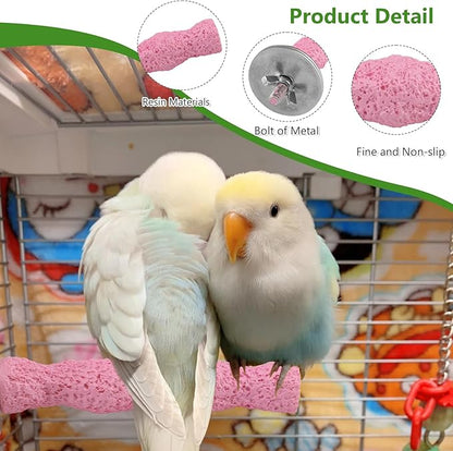 3-Piece Bird Beak Grinding Stone, Resin Parrot Perch for Cage, 5.7-Inch Nail Trimmer and Claws Grinding Stick for Parakeets, Cockatiels, Hamsters, and Chinchillas