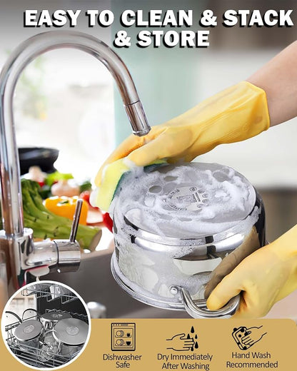 Cook N Home Basics 12 Quart Stainless Steel Stock Pot with Lid, Cooking Pot for Pasta, Stockpot with Sturdy Handle, Soup Pot with Even Heating, Oven & Dishwasher Safe, Cookware for Canning, Boiling