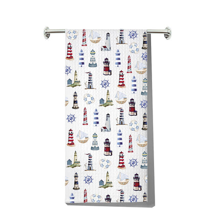 G2TUP Lighthouse Kitchen Towel Lighthouse Anchor Towels Lighthouses Housewarming Gift Beacon Hand Towels (Lighthouses-kt)