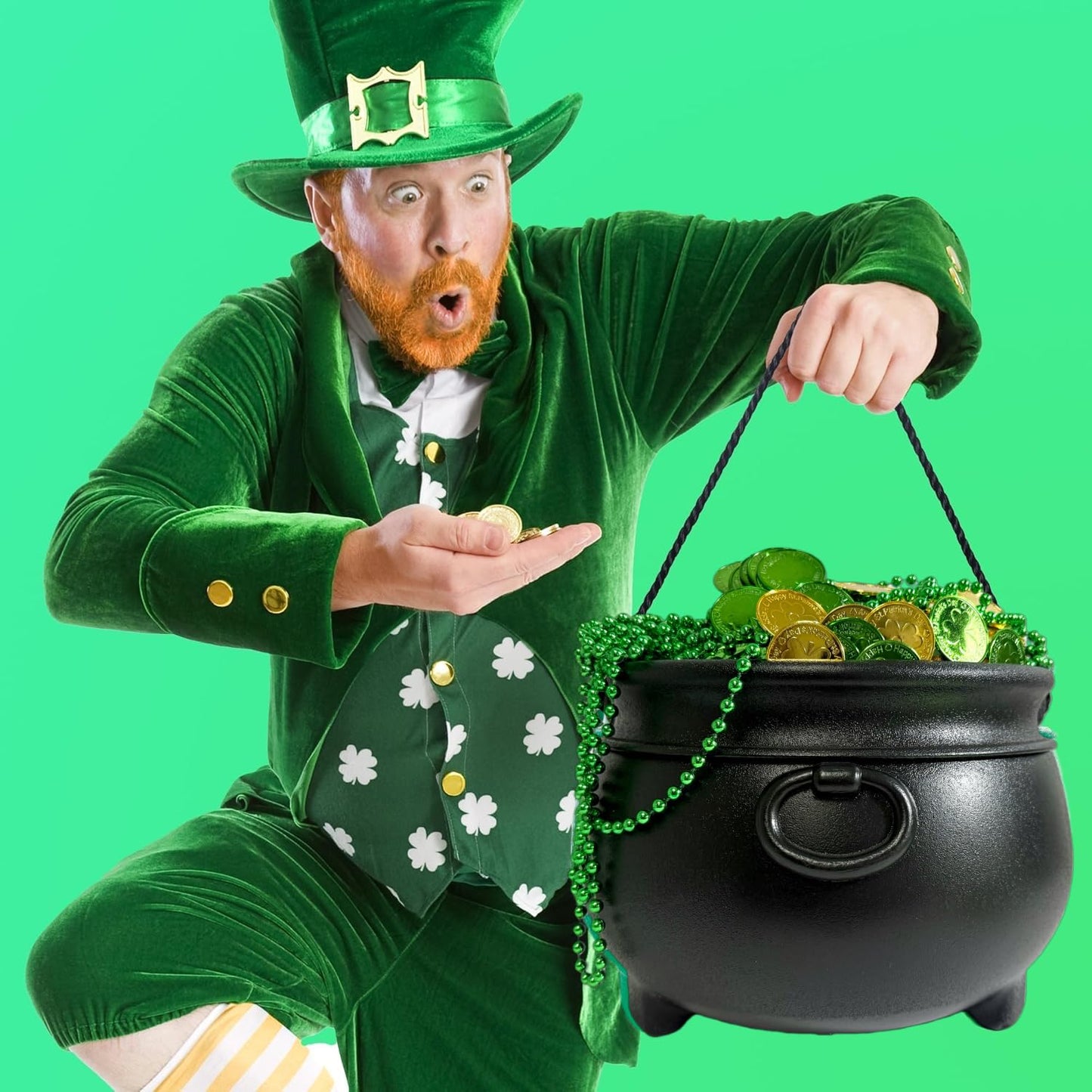 GIFTEXPRESS 12" Black Cauldron - Large Plastic St. Patrick's Day Pot of Gold Coin Party Bucket Decor - Halloween Witch Kettle For Candy, Treats & Punch Bowl