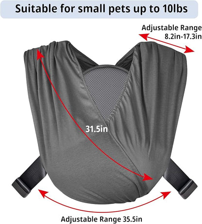 CUBY Swaddle Dog Sling Carrier for Small Dogs, Front Pet Sling Carrier Chest,Hands Free Adjustable Cat Sling Carrier Soft Cotton Reducing Pain Puppy Sling Carrier for Small Pet Up to 10lb (Dark Gray)