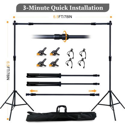 6.5x6.5 ft Photo Backdrop Stand with 6Wx8H ft Abstract Backdrop,Grey
