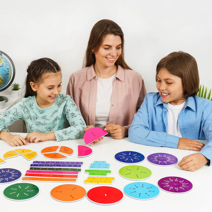 166 PCS Magnetic Fraction Tiles & Fraction Circles - Elementary Fraction Manipulatives Class Set - Magnetic Fraction Bars & Strips Fraction Kit, Fraction Magnets, Math Manipulatives - Simply Magic