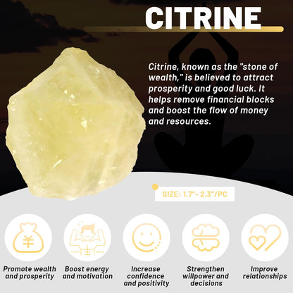 Orientrea Raw Citrine Rough Crystal with Clear Quartz, Natural Citrine Crystal and Healing Stones for Tumbling, Decoration, Polishing, Wire Wrapping, Wicca & Reiki 2PCS