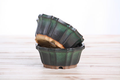 Willow Bonsai Ceramics Flower Design Bonsai Pot 4.5 Inch – Elegant Ceramic Bonsai & Succulent Planter, High‑Fired Frost‑Proof Stoneware with Drainage & Wiring Holes, Handmade in USA (Avocado)