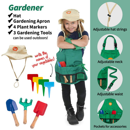 Born Toys 3-in-1 Toddler Dress Up Clothes for Boys & Girls Ages 3-7, Chef, Construction and Gardener Costumes for Kids with Working Pretend Play Toy Accessories, Career Outfit Set, Gift Ready