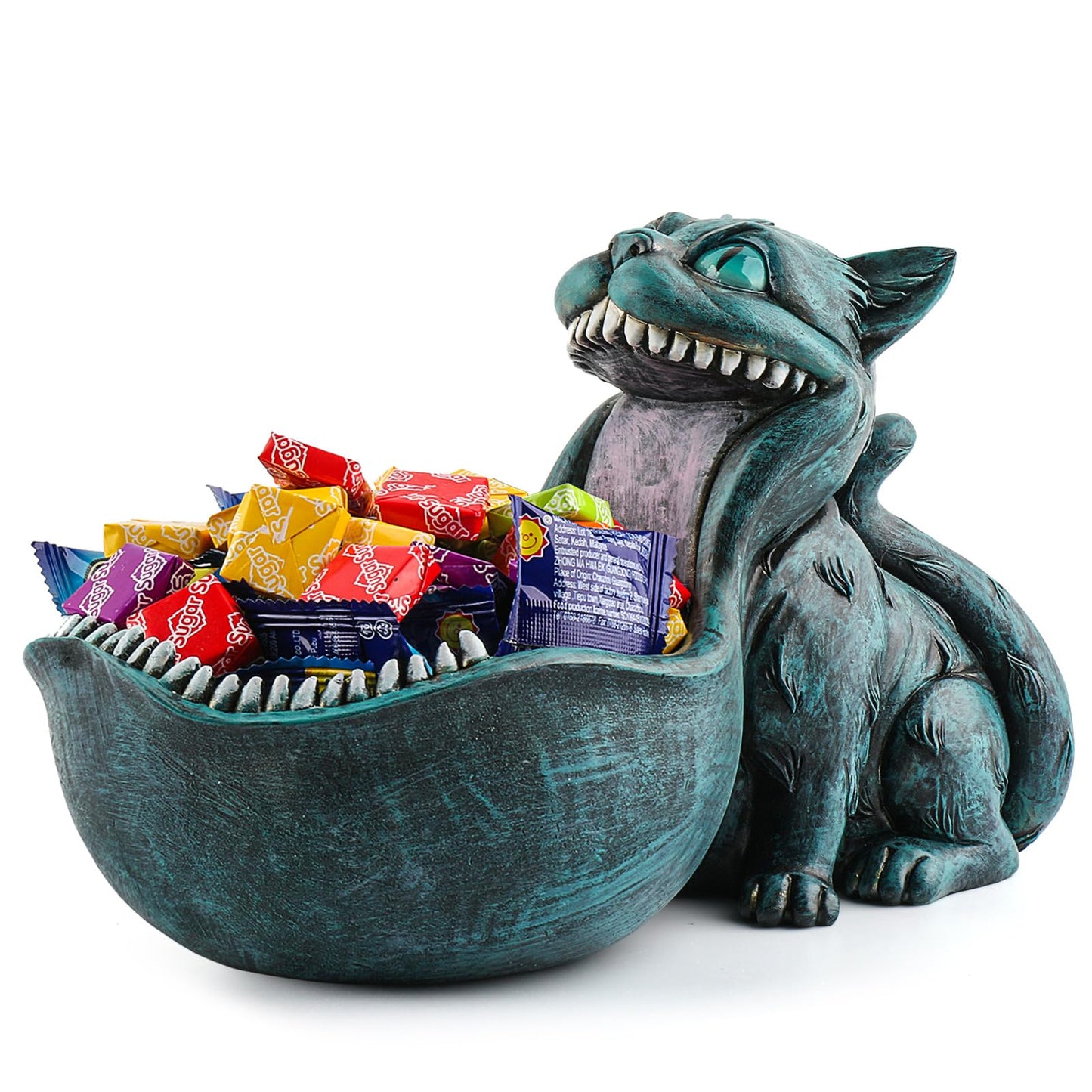 Cat Candy Bowl Cheshire Cat Statue Large Candy Dish for Office Desk Key Bowl for Entryway Table Indoor Planter Decorative Bowls for Home Big Mouth Cat Gifts