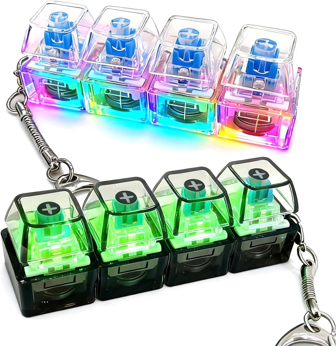 Keyboard Fidget Toy, Keyboard Clicker with LED Light, Keyboard Fidget Keychain, Keyboard Button Finger Clicker for Anxiety Relief (Style-2)