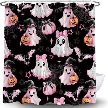 JWJAMM Spooky Halloween Shower Curtain, Black, 70x70 Inch