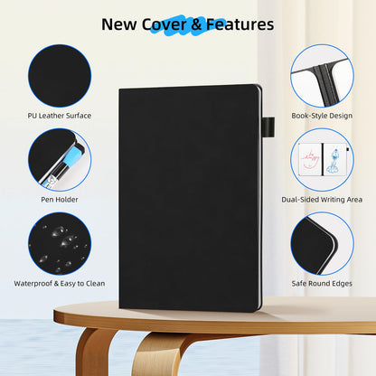 AGM Portable White Board Dry Erase Notebook, 8.4" x 6" Double Sided Folding Whiteboards with 3 Pens, Small Travel Dry Erase Board Skin-Friendly Material for Study, Meeting, Planning, Dark