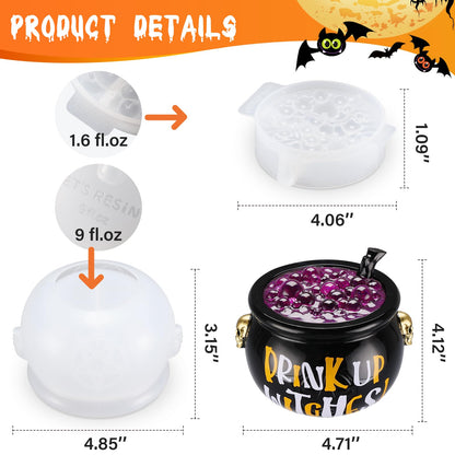 LET’S Resin Witch Cauldron Resin Mold, Halloween Resin Molds, 3D Jar Resin Molds Silicone 4.7'' Width, Large Jar Molds for Epoxy Casting Craft, Storage Box,Candy Container,Candle Holder