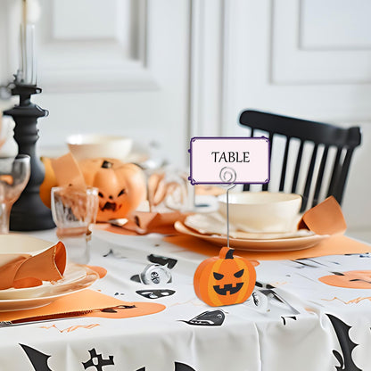 Whaline 12 Pcs Halloween Wooden Place Card Holders Ghost Pumpkin Black Cat Table Number Holder Display Stand for Party Home Office Table Setting Supplies
