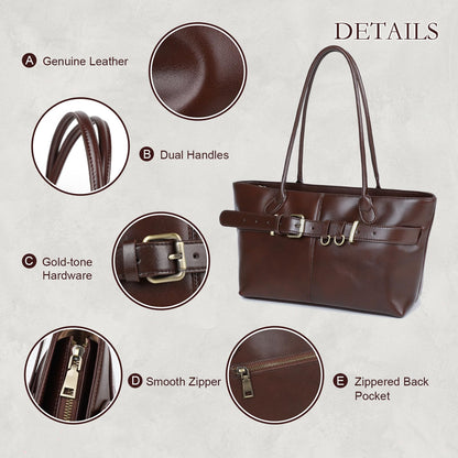 MoreFarther Genuine Leather Tote Bag for Women (Gray)