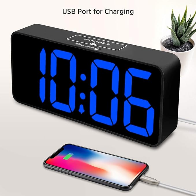 DreamSky Large Digital Alarm Clock Big Number for Seniors/Visually Impaired | 9 Inches Electric Clocks for Bedroom, Jumbo Display Fully Dimmable Brightness, USB Ports, Adjustable Alarm Volume
