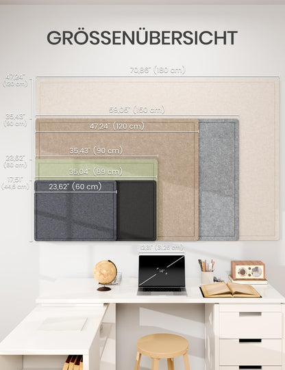 Fluxynara Large Bulletin Board, 47.2" x 35.4" Cork Board Alternative with 24 Safe Removable Adhesive Tabs, Foldable Felt Pin Board for Home Office, Classroom, Bedroom,Entryway for Walls—Black