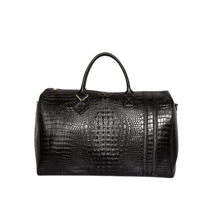 Tote&Carry Apollo 2 Duffle Bag for Travel Women & Men, TSA Approved Carry On Duffel Bag, Premium Vegan, Durable Weekender Luggage for All-Purpose Use (XL - Crocodile Skin, Black)