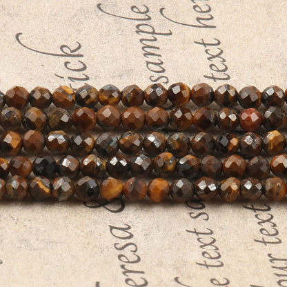 Song Xi 90pcs 4mm Natural Yellow Tiger Eye Gemstone Beads Faceted Round Loose Stone Beads for Jewelry Making (1 Strand)