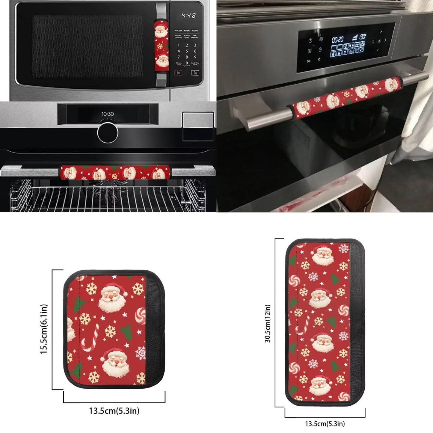 Yatixapu Santa Claus 6Pcs Refrigerator Door Handle Cover, Washable Kitchen Appliance Decor Handles Fridge Oven Microwave Dishwasher Antiskid Protector Keep Off Fingerprints Food Stains