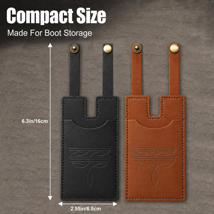 RJLCTH 2 Pcs Western Boot Wallet for Women, Brown/Black Leather Credit Card Holder, Snap Strap Insert for Standard Women's Western Boots, Casual Storage for Rodeos and Country Concerts