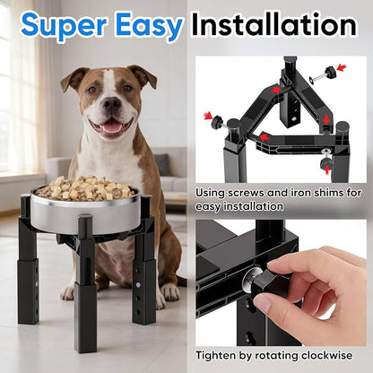 Aystkniet Dog Bowl Stand with Adjustable Height & Width, Anti-Slip Elevated Food Water Bowl Holder for Large Medium Small Dogs, Durable Raised Dog Feeder for Lifted Feeding, 2 Pack (Without Bowls)