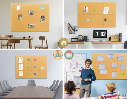 G Gamit Felt Wall Tiles Bulletin Board Large Cork Board Alternative 6 Pack 11.81”x11.81”x0.47” Felt Pin Board Tack Board with Safe Removable Adhesive Tabs for Home Office School 36x24 (Bright Tan)