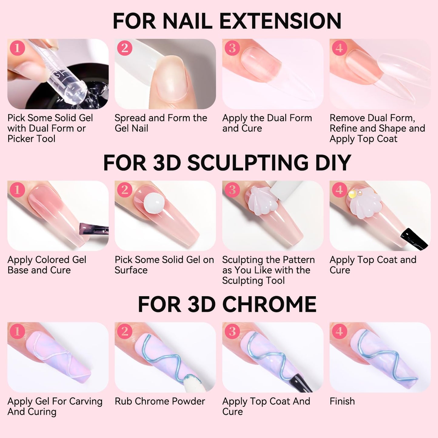 Makartt Clear Gel Builder Kit: Self-Levelling, Long Lasting Extension Hard Gels for Strengthener, Broken Nails Repair Gel Kit with Paper Forms, Dual forms, Nail File and Dual-End Brush 1.06 oz