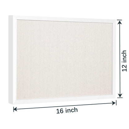 OWLKELA 12"x16" inch Bulletin Board with Linen, White Wood Style Frame, with 10 Pushpins, Linen Cork Board, Ideal for School, Home & Office